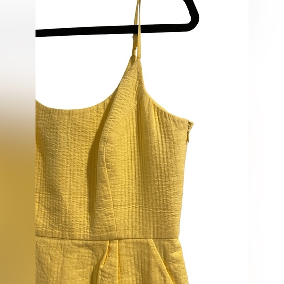 Yellow Sleeveless Spaghetti Strap Mini Dress Floral Beaded Pattern Size 8 - Picture 3 of 5